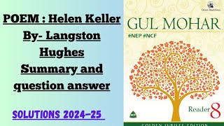 8th POEM  Helen Keller by Langston Hughes summary and question answer [upl. by Jamel88]