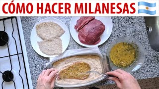 Cómo preparar milanesas estilo Argentino  Receta de milanesas de carne [upl. by Aihsar]