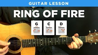 🎸 Ring of Fire • Johnny Cash guitar lesson w tabs easy [upl. by Sitarski705]