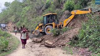 Gravelly and Rocky Hill Cutting with JCB Backhoe Loader [upl. by Otsuaf]