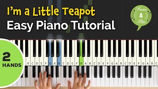 Im a Little Teapot on the Piano 2 Hands  Easy Piano Tutorial for Beginners [upl. by Hartill594]