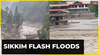 Sikkim Flash Floods Rescue Operation Underway Building Submerged In Debris [upl. by Cathrin795]