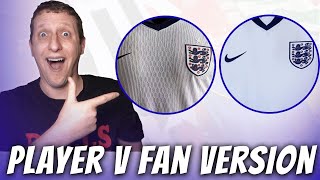 FAKE ENGLAND SHIRT REVIEW  Fan version vs player version from kitgg6com [upl. by Ellerahs]