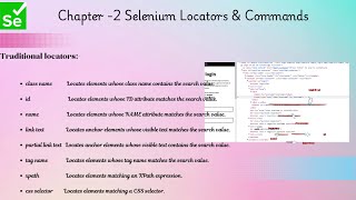 Selenium WebDriverChapter   Selenium Locators amp Commands [upl. by Adnouqal]