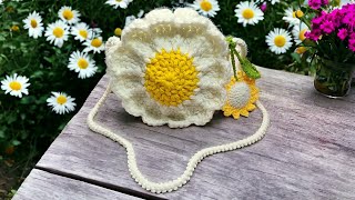 HERMOSA CARTERABOLSO FLOR DAISY🌼TEJIDA A CROCHET [upl. by Zinck]