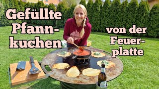 Gefüllte Pfannkuchen von der Feuerplatte [upl. by Yssor]