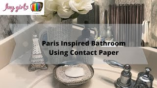 DIY MARBLE CONTACT PAPER BATHROOM WALLS  Bathroom Tour  Bathroom Decor [upl. by Nerad614]