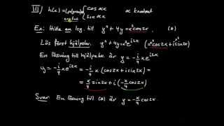 Differentialekvationer del 20  partikulärlösning fall 3 sinus och cosinus [upl. by Hen]