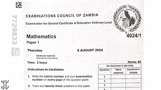 2024 GCE MATHEMATICS PAPER 1 2024 PART 1 G12 [upl. by Ezaria950]