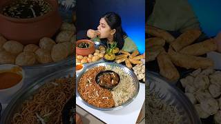 Spicy Golgappa And Spicy Manchurian Eating Challenge  Chowmein  Indian Street Food Mukbang shorts [upl. by Elbon]