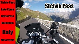 4K Europe Motorcycle Tour  EP5  Lake Como Stelvio Pass Gavia Dolomites  Italy Trip [upl. by Ecnahoy602]