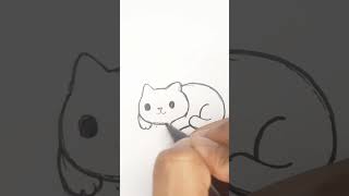 HOW TO DRAW CAT CUTE  EASY CARTOON ART TUTORIAL [upl. by Ilatan]