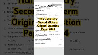 11th Chemistry Second Midterm Original Question Paper 2024 Most Important Question [upl. by Nnyltak]