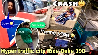 Hyper Traffic city Ride almost crash Zeus 🥺 Funny Vlog🤪  Biker’s Vlogs09 [upl. by Enitselec432]