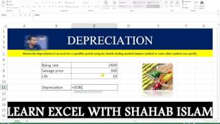 BASIC EXCEL SHEET  14 DEPRECIATION [upl. by Martica]