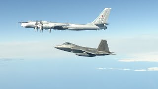 F22 Raptor Fighter Jets Intercept Russian TU95 quotBearquot Bombers Near Alaska [upl. by Rahas]