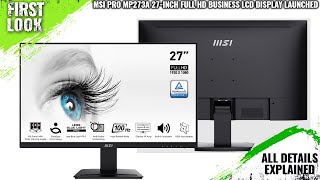 MSI PRO MP273A 27inch Full HD 100Hz Business LCD Display Launched  Explained All Spec Features [upl. by Arri]