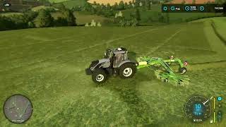 FS22  GRASSLANDS 22 12  RAKING UP HAY IN THE VALTRA  KRONE RAKE [upl. by Ibloc]