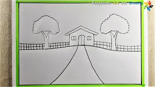 Kids Easy Scenery Drawing  Easy rules for drawing scenes for kids [upl. by Rickard765]