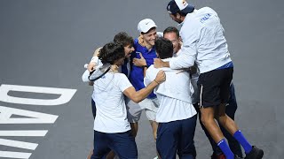 Sinners Emotional Champion Celebration of the Davis Cup 2023 Title with His Teammates [upl. by Gael]