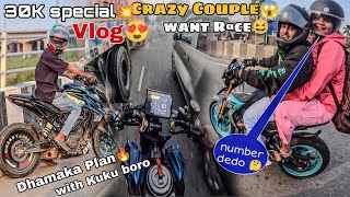 Crazy Couple on Mt15 want Rce😆 30K special Vlog Duke390🔥  Bikers vlogs 09 [upl. by Aklog]