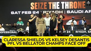 Claressa Shields vs Kelsey DeSantis FaceOff PFL vs Bellator Champs [upl. by Nnoj]