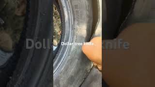 Can a dollar tree knife cut a car tire [upl. by Sualohcin]