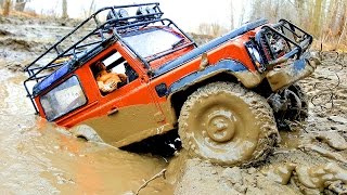 RC Trucks MUD OFF Road Rescue and Stuck — RC Jeep Wrangler Rubicon VS Land Rover Defender 90 Part3 [upl. by Earla]