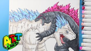 How to Draw Godzilla vs Shimo [upl. by Orvil562]