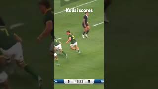 Kolisi scores springboks rugby newzealandrugby siyakolisi [upl. by Ylime]