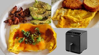 Cosori Dual Blaze Air Fryer Breakfast for 2 AirFryer Eggs Bacon Red Bag Chicken Garlic Bread [upl. by Damle]