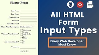 10 Input Types in HTML Every Web Developer Must Know in 2024  HTML5 Input Types Tutorials [upl. by Errot]