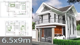 65x9m Modern Home Design Plan with 2 Bedrooms sketchup 3d modeling home design ideas full plan [upl. by Tobey]