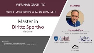 Master in Diritto Sportivo Modulo I [upl. by Alidia864]