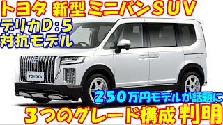 トヨタ 新型ミニバンＳＵＶ！３つのグレード構成で２５０万円で新登場する模様。 [upl. by Grimbly]