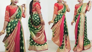 বিয়ে বাড়ি শাড়ি স্টাইল  NEW BANARASI BRIDAL SAREE DRAPING [upl. by Prady]