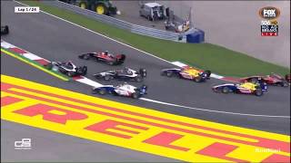 GP3 Series Austria 2017 Race1 Start Crash [upl. by Annaoy732]