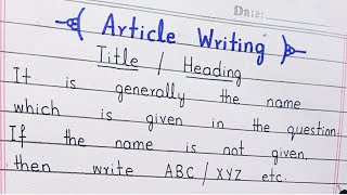 ARTICLE WRITING  HOW TO WRITE ARTICLE IN ENGLISH [upl. by Danae]