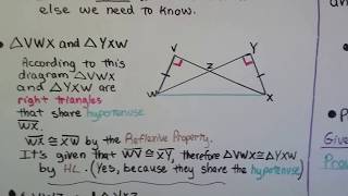 Geometry 46c HypotenuseLeg HL Congruence Theorem [upl. by Kerwon]