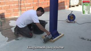 Precision grouting of steel column pillar with MEGAGROUT101 by ISOMAT SA [upl. by Craner905]