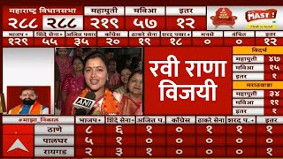 Ravi Rana Win LIVE  Maharashtra Election Result LIVE 2024  ABP Majha LIVE  Navneet Rana Cries [upl. by Disharoon772]