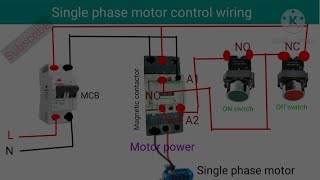 Single phase motor connection with magnetic contactorSinglephase motor with contactor wiring diagra [upl. by Arissa335]