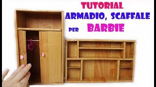 ARMADIO e SCAFFALE per le BARBIE 2 DIY TUTORIAL riciclo creativo con scatole di scarpe [upl. by Atnas]