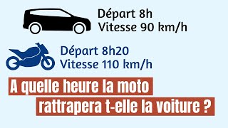 A quelle heure la moto vatelle rattraper la voiture [upl. by Osei10]