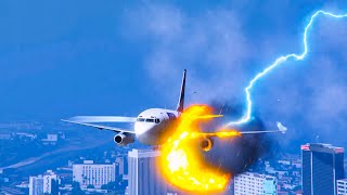 HARD Emergency Landing after Plane Gets Lightning Strike  GTA 5 [upl. by Remat]