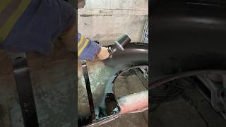 Black epoxy fender spraypaint painting spraygun ford coupe 1940 satisfying autobody paint [upl. by Rizzo]