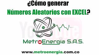 ¿Cómo GENERAR NÚMEROS ALEATORIOS CON EXCEL  MetroEnergiaEstadistica Video 2 [upl. by Aiset]