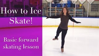 Learn Figure Skating Forward Stroking Beginner Ice Skating Tutorial [upl. by Nae]