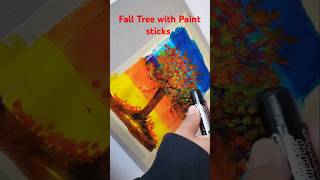 Fall Tree with paint sticks art easy shorts [upl. by Haidebej276]