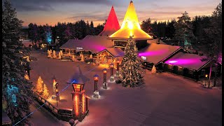 Village du Père Noël à Rovaniemi Laponie vu du ciel  vidéo de voyage sur la Finlande [upl. by Kcirdnek]